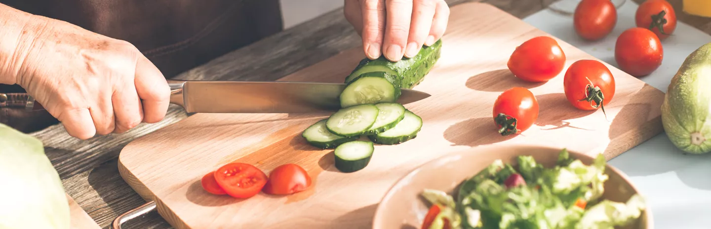 chopping vegetables
