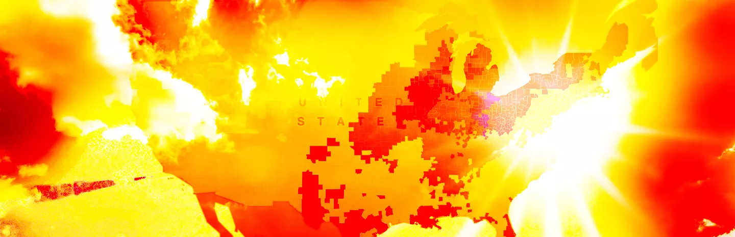 red, orange and yellow splotches of a heat map