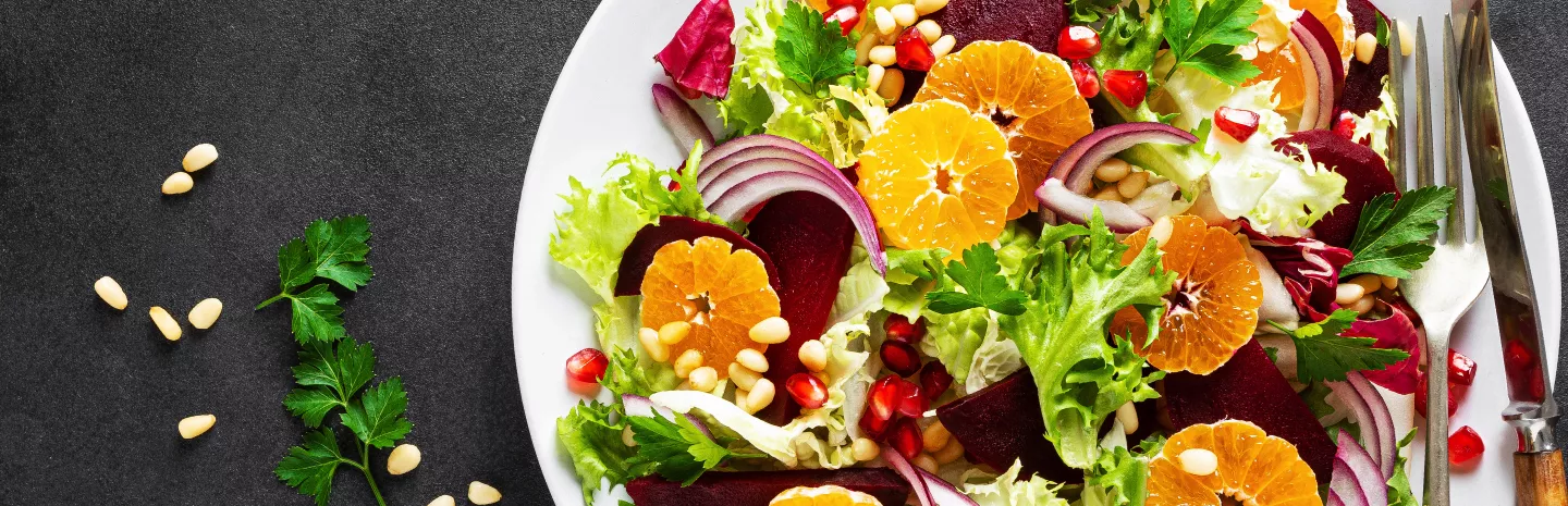 a winter salad with citrus fruit