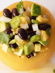 tomato stuffed with black bean mixture 