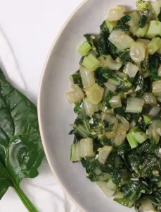 stir fried Asian greens in a bowl