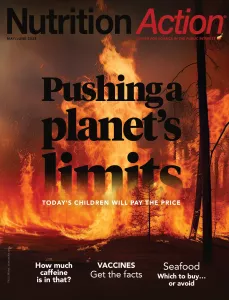 may/ june issue cover of wildfire burning trees
