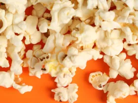 popcorn on orange background