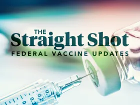 syringe in vaxine vial with The Straight Shot title on on