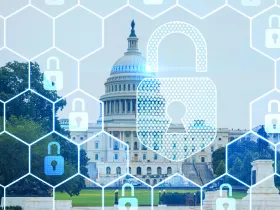 United Stated Capitol building with an overlay of padlocks 