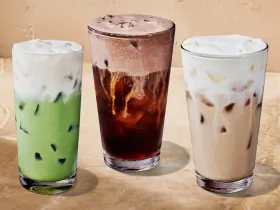 3 Starbucks drinks topped with protein phone