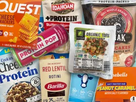 collage of protein foods listed in article