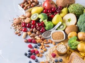 pile of different fruits, vegetables, nuts, seeds and legumes