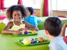 Children eating lunch at school