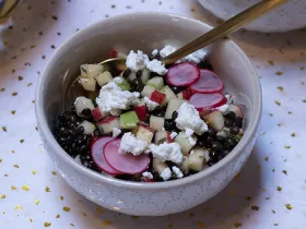 bowl of veggies and salad