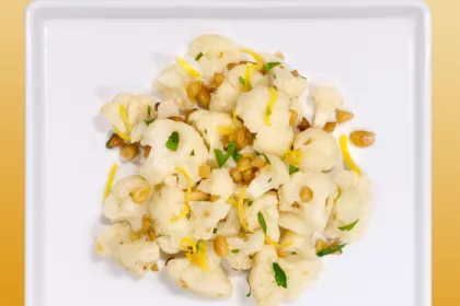 cauliflower with lemon-pine nut dressing