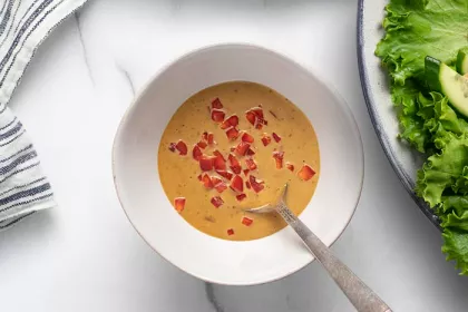 a bowl of peanut dressing