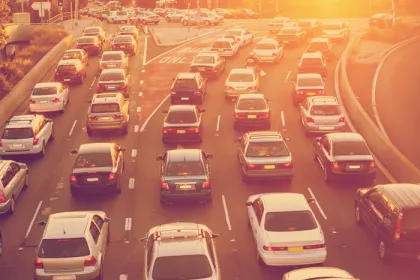 cars stuck in traffic