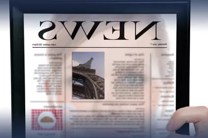 woman reading news 