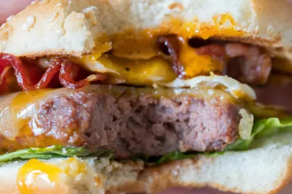 close-up of a burger