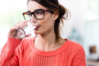woman drinking water