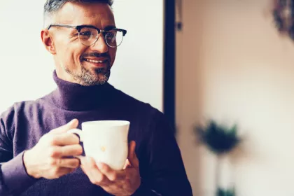 man drinking coffee