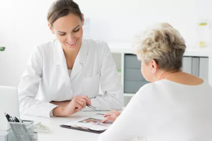 healthcare provider talking to patient