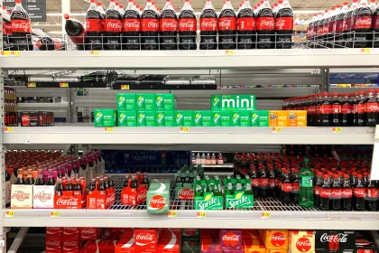 soda aisle at supermarket
