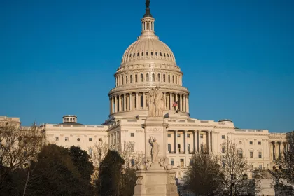A view of the U.S Capitol Building on a sunny day