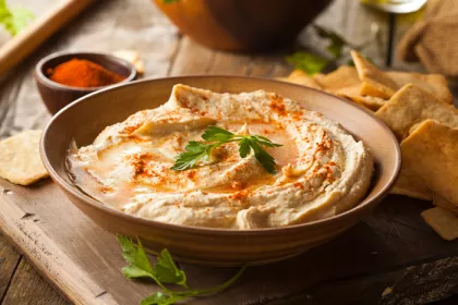 a bowl of hummus