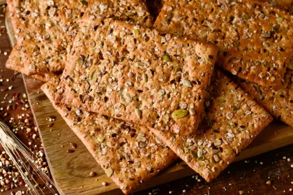 crackers laid out on a cutting board