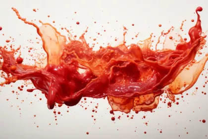 splash of red sauce on white background
