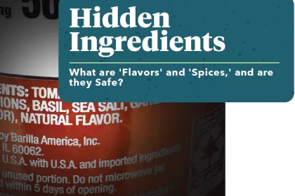 The ingredients panel on a can of food that includes "natural flavors"