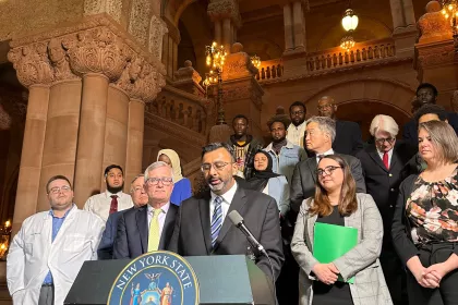 CSPI Regulatory Counsel Jensen Jose speaks at event announcing NY additive ban and GRAS reform bills A6424A-S6055B and S08615-A9295