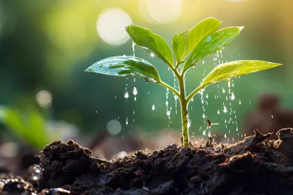 small leafy plant sprouting form the ground