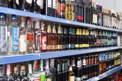 Image of alcohol drink at shelves in the supermarket