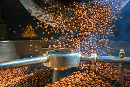 Mixing roasted coffee