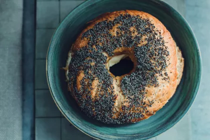 A poppy seed bagel