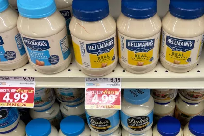 grocery store shelf of Mayo