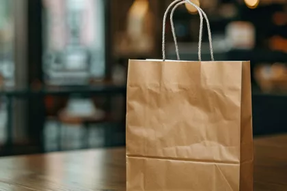 brown paper bag sitting on table