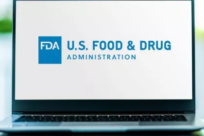Laptop computer displaying logo of FDA
