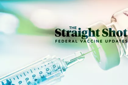 The Straight Shot title with a syringe and vial