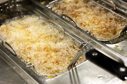 fryer with bubbling oil inside