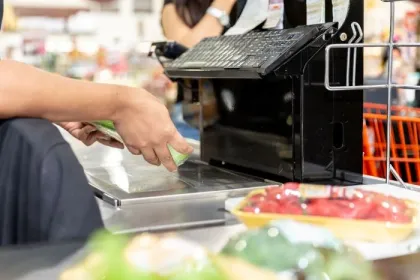 A grocery checkout line