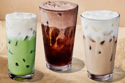 3 Starbucks drinks topped with protein phone