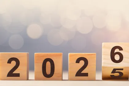 wood blocks showing 2025 changing to 2026