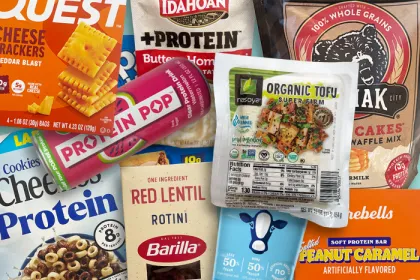 collage of protein foods listed in article