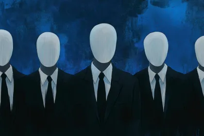A group of faceless individuals in business suits