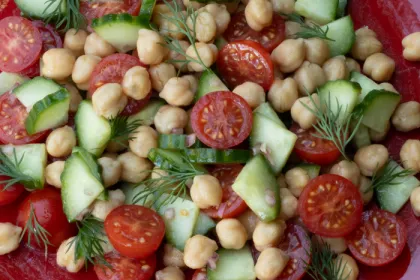 chickpea salad with tomatoes and cucumber