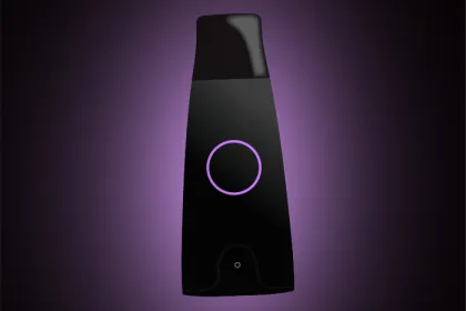 Lumen metabolism reader with purple glow around it on a black background