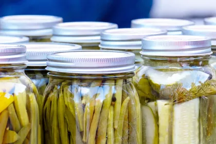 glass jars of pickled vegetables