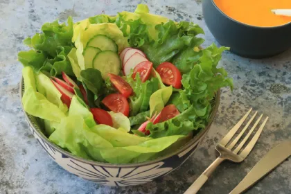 bowl of salad greens and vegetables