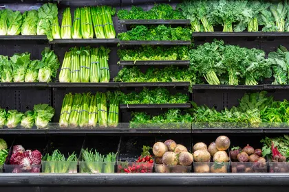Fresh produce in a grocery store