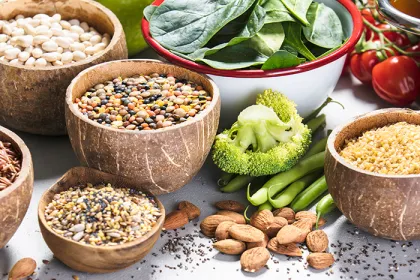 Assortment of healthy high-fiber foods
