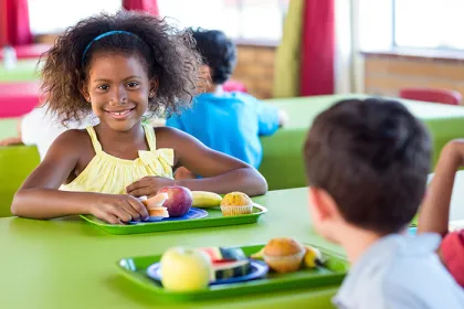 Children eating lunch at school